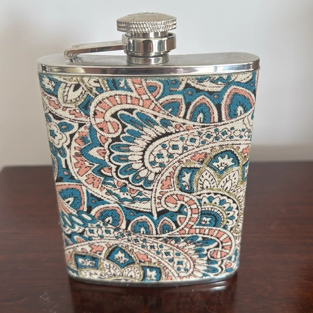 2 stainless steel flasks. Peace sign with rhinestones from ZGallerie.